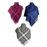 Belifanti Collection Pamuklu Puşi Pembe Saks Siyah Otantik Kefiye Şal Büyük Boy 3'lü Set