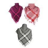 Belifanti Collection Pamuklu Puşi Pembe Siyah Kırmızı Otantik Kefiye Şal Büyük Boy 3'lü Set