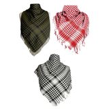 Belifanti Collection Pamuklu Puşi Siyah Haki Kırmızı Otantik Kefiye Şal Büyük Boy 3'lü Set