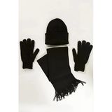Belifanti Collection Siyah Unisex Atkı Bere Eldiven Takım 3'Lü Set