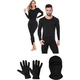 Belifanti Collection Unisex Termal Içlik Alt Üst Takım Termal Maske Polar Eldiven Set Siyah - L - XL
