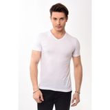 Belifanti Collection V Yaka Basic Slim Fit Erkek Tişört T-Shirt Beyaz - M