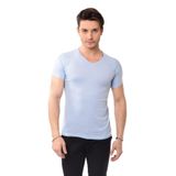 Belifanti Collection V Yaka Basic Slim Fit Erkek Tişört T-Shirt (L, Mavi)