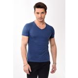 Belifanti Collection V Yaka Basic Slim Fit Erkek Tişört T-shirt Lacivert