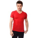 Belifanti Collection V Yaka Basic Slim Fit Erkek Tişört T-Shirt (S, Kırmızı)