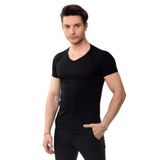 Belifanti Collection V Yaka Basic Slim Fit Erkek Tişört T-Shirt (S, Siyah)