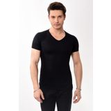 Belifanti Collection V Yaka Basic Slim Fit Erkek Tişört T-shirt Siyah