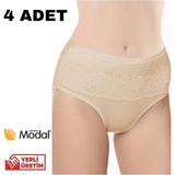 Belinay 4 Adet 0193 Yüksek Bel Toparlayıcı Kadın Külot - Siyah