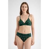 Belinoplus Desenli Kadın Slip Külot ve Destekleyici Pedli Bralet Takım- Carrot Charm - Haki
