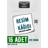 Belirteç Resim Kağıdı 16 Adet 200 gr Beyaz 25x35 cm Kalın Sulu Boyaya Uygun