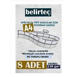 Belirteç Yüksek Çözünürlüklü A4 Fotoğraf Kağıdı 230 Gram Mürekkep Yazıcılarla Uyumlu 8 Adet
