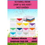Belirtilmemiş 100 Adet 7x9 Cm Renkli Zarf ve Not Kağıdı Canlı Doğum Günü Için Sevimli Mini Kart Davetiye Zarfları
