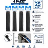Belirtilmemiş 100 Adet Kablo Bağı 20CM x 4.8mm Siyah Plastik Kelepçe Seti | Zip Kelepçe | Kablo Düzenleyici | Çok Amaçlı Bağlama Aparatı