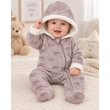 Belirtilmemiş %100 Pamuklu Unisex Kız Erkek Bebek Kapüşonlu Peluş Tulum – Hayvan Desenli, Fermuarlı, Patikli Kışlık Bebek Dış Giyim Tulumu 3-18 Ay - 0-Kahverengi - 6 - 9 Ay