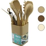Belirtilmemiş 11PCS+KOVA Silikon Mutfak Seti Bambu Sap 3-Kaşik- 3-Spatula- 1-Kevgir- 1-Kepçe- 1-Maşa- 1-Çrpc- 1-F