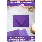 Belirtilmemiş 12 Adet 13X18 cm Mor Zarf Davetiye Lüks Tebrik Kartı Mektup Mühür Cüzdan Büyük Düğün Zarfı