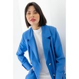 Belirtilmemiş 25223 Önü Düğmeli Kolu Düğme ve Kat Detaylı Önü Cepli Beli Bağlamalı Giy Çık Kap #03-25# - Mavi