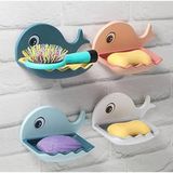 Belirtilmemiş 2'li Balina-Balık Tasarımlı Süzgeçli Su Giderli Katı Sabunluk Sert Plastik 16,5 x 8 cm