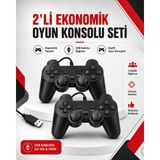 Belirtilmemiş 2'li USB Kablolu Oyun Kolu Gamepad Pc Ps3 Uyumlu Analog Joystick Seti Siyah