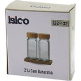 Belirtilmemiş 2pcs Bambu Kapakli Cam Tuzluk - Biberlik - Baharatlik 120ML (5047)