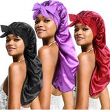 Belirtilmemiş 3 Adet Uzun Saten Bonnets Örgüler Locs, Büyük Ipeksi Saç Bonnet Kravat ile Kadınlar Için Uyku Kıvır