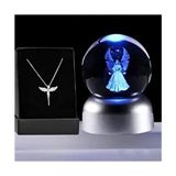 Belirtilmemiş 3D LED Işıklı Standlı Cam Melek Lamba ve Melek Kolye Modern Tasarım ile Şık Dekorasyon