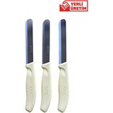 Belirtilmemiş 3'lü Ultra Keskin Tırtıklı Bıçak Seti, 22 cm %100 Garantili Paslanmaz Çelik - Sarı
