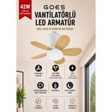 Belirtilmemiş 42W Tavan Vantilatörü LED Avize Armatür 64CM 5 Kanat 6 Kademeli Fan Terse Dönüş Gece Lambası Mod