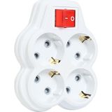 Belirtilmemiş 4lü Anahtarlı Golyat, Dörtlü Topraklı Priz Çocuk Korumalı Çoklayıcı Fiş, Beyaz Renk, 16A 250 Volt,