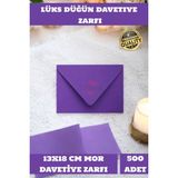 Belirtilmemiş 500 Adet 13X18 cm Mor Zarf Davetiye Lüks Tebrik Kartı Mektup Mühür Cüzdan Büyük Düğün Zarfı
