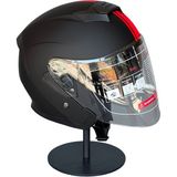 Belirtilmemiş 526 Matblack Y2RED Güneş Gözlüklü Yarım Motosiklet Kaskı (Şeffaf Vizörlü) - 2XL