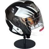 Belirtilmemiş 526 S1 Silver Güneş Gözlüklü Yarım Motosiklet Kaskı (Şeffaf Vizörlü) - 2XL