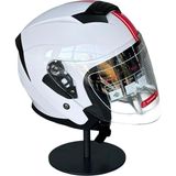 Belirtilmemiş 526 WHITE/Y2RED Güneş Gözlüklü Yarım Motosiklet Kaskı (Şeffaf Vizörlü) - XL