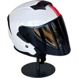 Belirtilmemiş 526 WHITE/Y2RED Güneş Gözlüklü Yarım Motosiklet Kaskı (Smoke Vizörlü)