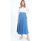 Belirtilmemiş 9005 Beli Ipli Kloş Tansel Etek #10-25# - Buz Mavisi - 40