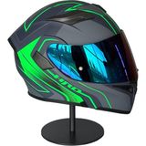Belirtilmemiş 902-1 Az Green Çene Açılır Motosiklet Kaskı – Güneş Gözlüklü (Rainbowgreen Vizörlü)