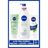 Belirtilmemiş Aloe Vera El Bakım Kremi 75ML, Yoğun Nemlendirici Vücut Losyon 400ML, Arındırıcı Pirinç Peeling 75ML