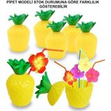 Belirtilmemiş Ananas Pipetli Bardak - 0 - 19 lt - 00-Siyah - Beyaz