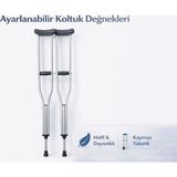 Belirtilmemiş Ayarlanabilir Koltuk Değneği Çift (2 Adet) Alüminyum Hafif Hasta Yürüme Desteği Kaymaz Tabanlı Ergonomik Koltuk Altı Değnek