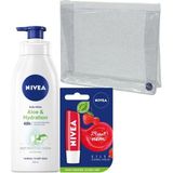 Belirtilmemiş Çilek Dudak Bakım Kremi 4,8 gr + Aloe Vera Pump Losyon 400 ml Çanta Hediyeli Set