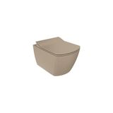 Belirtilmemiş Creavit EG321 Elegant Rim-Off Kanalsız Duroplast Yavaş Kapanan Klozet Kapaklı Mat Cappucino Set Mat Cappucino