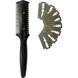 Belirtilmemiş Croc SU03 Siyah Saç Kesim Usturası -Jiletli Tarak(+10 Adet Jilet) (Siyah)