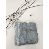 Belirtilmemiş Denim Mavi 7 Katlı Çift Taraflı Dolgulu Müslin Bebek-Çocuk Battaniyesi Pamuk 110X110 cm - 110 x 110 cm