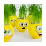 Belirtilmemiş Emoji Kafa Çılgın Çim Adam Eğlenceli Tasarım 6 cm Sarı Renkli Ofis Aksesuarı - Beyaz