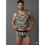 Belirtilmemiş Erkek Desenli Tank Top Boxer Takımı - Renkli