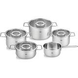 Belirtilmemiş Fissler Pure 9 Parça Cam Kapak Çelik Tencere Seti