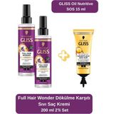 Belirtilmemiş Full Hair Wonder Dökülme Karşıtı Sıvı Saç Kremi 200 ml 2'li Set + Oil Nutritive Sos 15ML Hediye