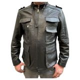 Belirtilmemiş Hakiki Deri Mont, Siyah, Kemerli Yaka, Bol Cepli, Çift Yırtmaçlı, Saten Astarlı, Erkek - XL