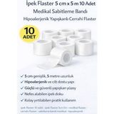 Belirtilmemiş Ipek Flaster 10 cm x 5 M 5 Adet Medikal Sabitleme Bandı Hipoalerjenik Yapışkanlı Cerrahi Flaster - 0 - Siyah