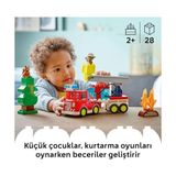 Belirtilmemiş Kasabası Hortumlu Itfaiye Aracı ve Itfaiyeci 10473-2 Yaş ve Üzeri Çocuklar Için Itfaiyeci Figürü, Sincap, Balta ve Anahtar Içeren Eğitici Oyuncak Yapım Seti, Hediye Fikri (28 Parça)